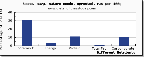 chart to show highest vitamin c in navy beans per 100g